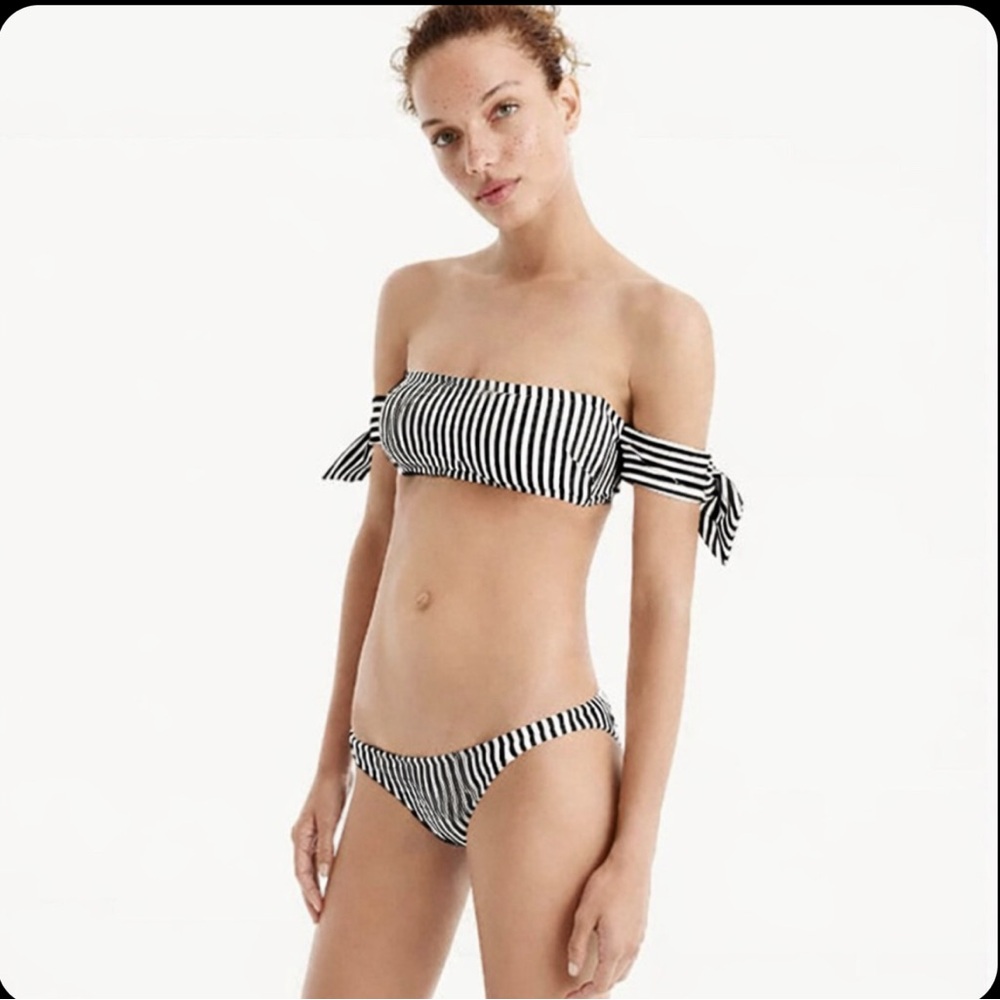 J. Crew Black & White Seersucker Bandeau top and hipster bottoms